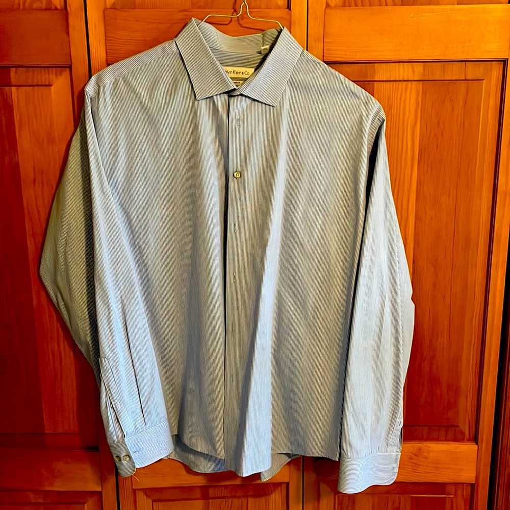 Calvin Klein & Co Blue with Navy Strip Dress Shirt
